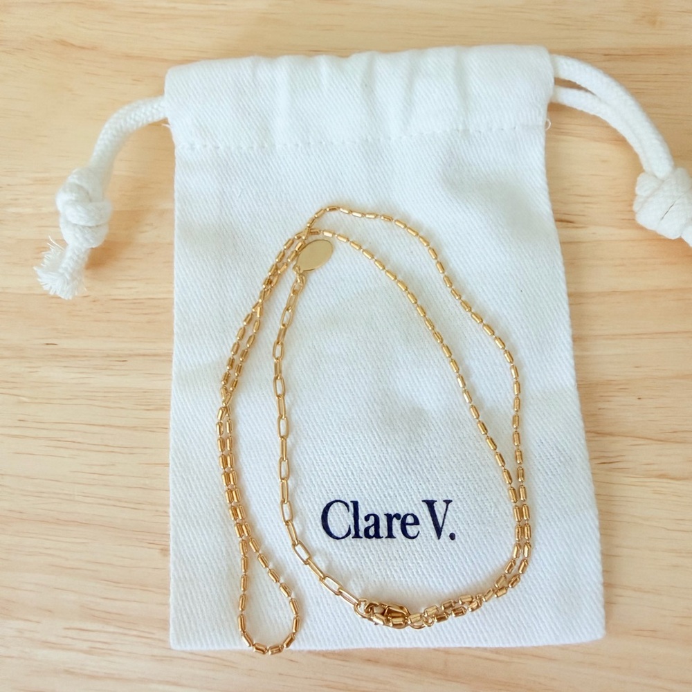 Clare V BARREL CHAIN NECKLACE - 18 IN retail $145 gold Vermeil NWT
